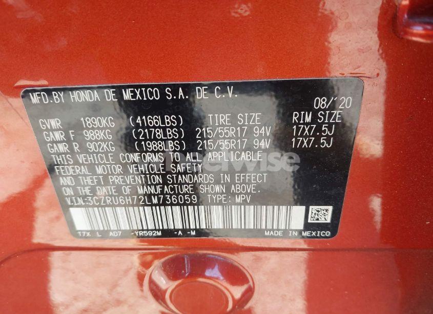 Photo 9 of 2020 Honda Hr-v AWD EX-L (VIN 3CZRU6H72LM736059)