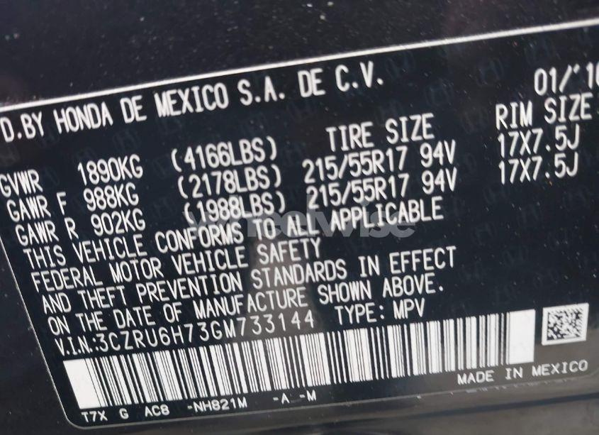 Photo 9 of 2016 Honda Hr-v EX-L (VIN 3CZRU6H73GM733144)