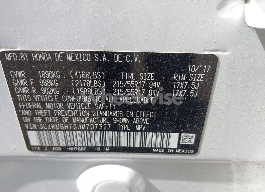 Photo 9 of 2018 Honda Hr-v EX-L (VIN 3CZRU6H73JM707327)