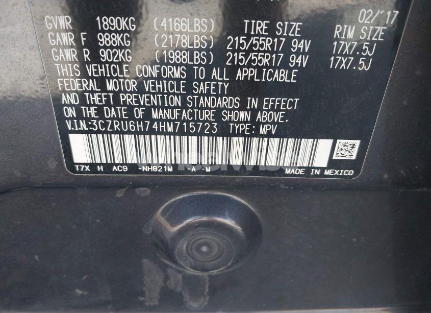 Photo 9 of 2017 Honda Hr-v EX-L (VIN 3CZRU6H74HM715723)