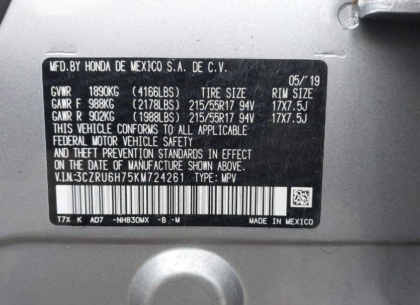 Photo 9 of 2019 Honda Hr-v EX-L (VIN 3CZRU6H75KM724261)