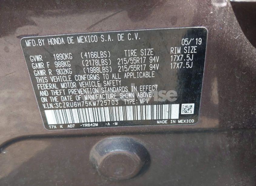 Photo 9 of 2019 Honda Hr-v EX-L (VIN 3CZRU6H75KM725703)