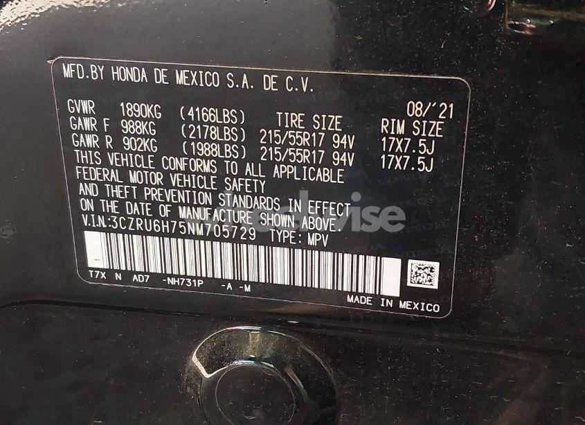 Photo 9 of 2022 Honda Hr-v AWD EX-L (VIN 3CZRU6H75NM705729)