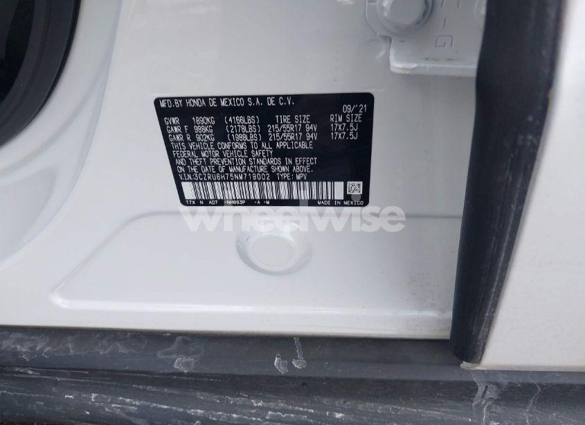 Photo 9 of 2022 Honda Hr-v AWD EX-L (VIN 3CZRU6H75NM719002)