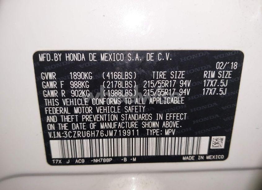 Photo 9 of 2018 Honda Hr-v EX-L (VIN 3CZRU6H76JM719911)