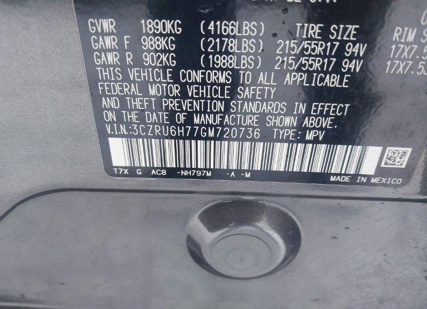 Photo 9 of 2016 Honda Hr-v EX-L (VIN 3CZRU6H77GM720736)