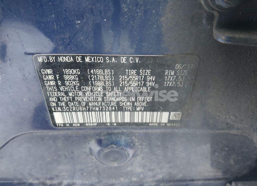 Photo 9 of 2017 Honda Hr-v EX-L (VIN 3CZRU6H77HM732841)