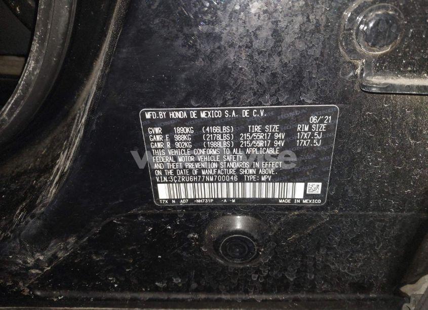 Photo 9 of 2022 Honda Hr-v AWD EX-L (VIN 3CZRU6H77NM700046)