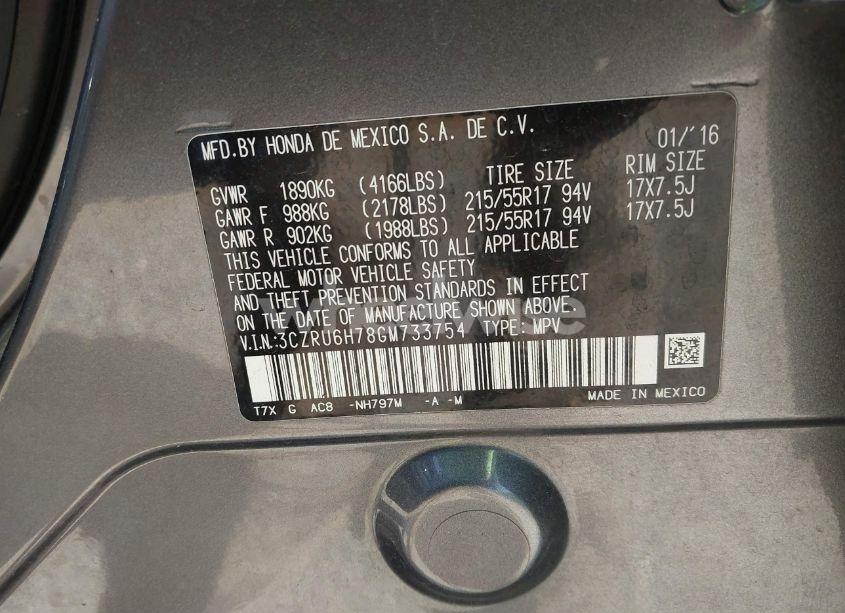 Photo 9 of 2016 Honda Hr-v EX-L (VIN 3CZRU6H78GM733754)