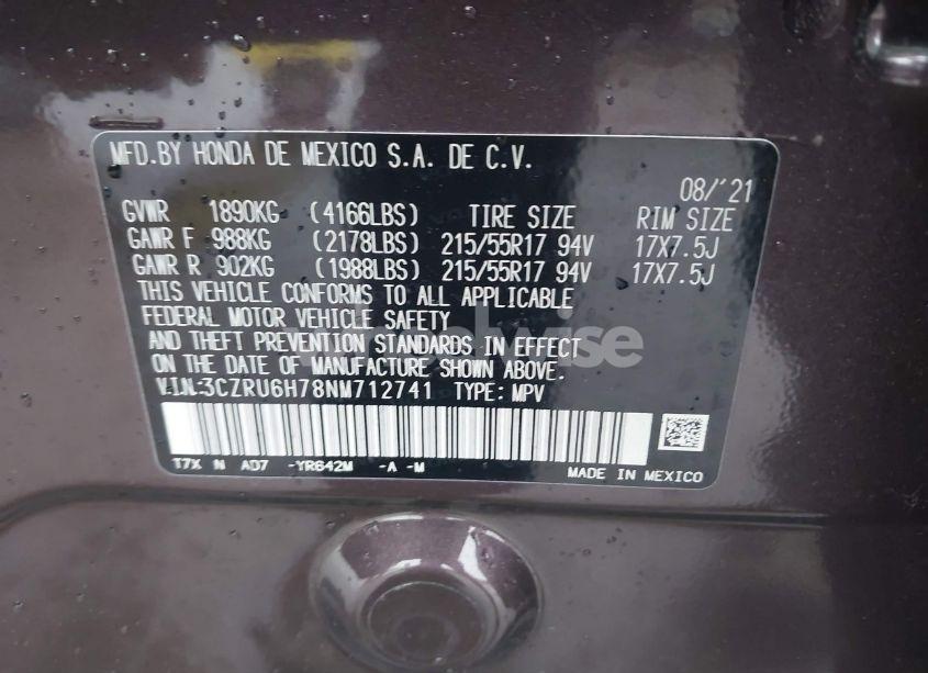 Photo 9 of 2022 Honda Hr-v AWD EX-L (VIN 3CZRU6H78NM712741)