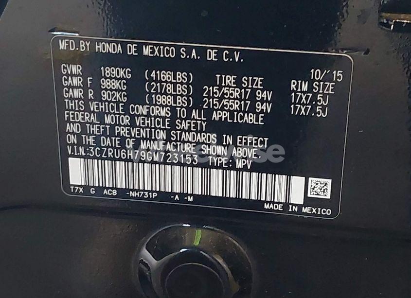 Photo 9 of 2016 Honda Hr-v EX-L (VIN 3CZRU6H79GM723153)