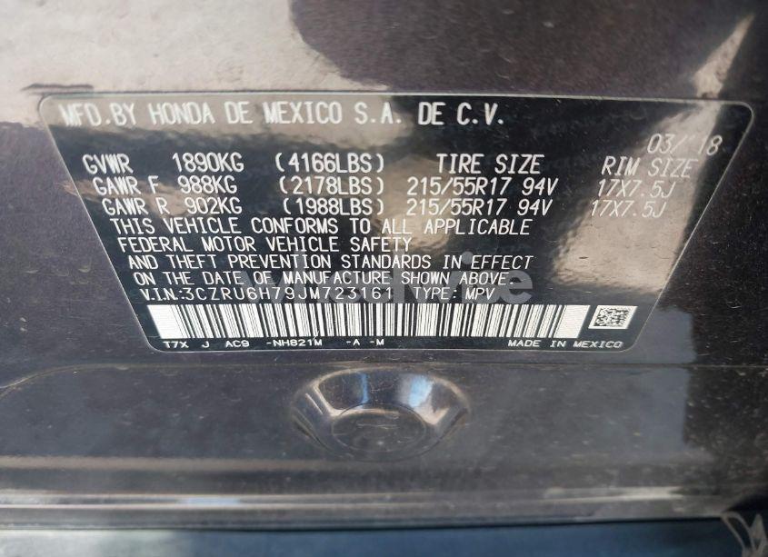 Photo 9 of 2018 Honda Hr-v EX-L (VIN 3CZRU6H79JM723161)