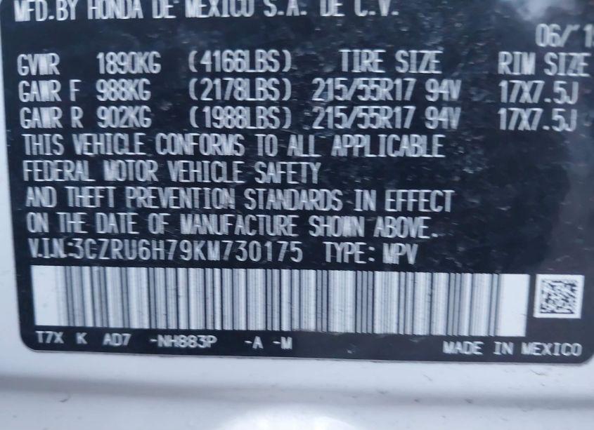 Photo 9 of 2019 Honda Hr-v EX-L (VIN 3CZRU6H79KM730175)