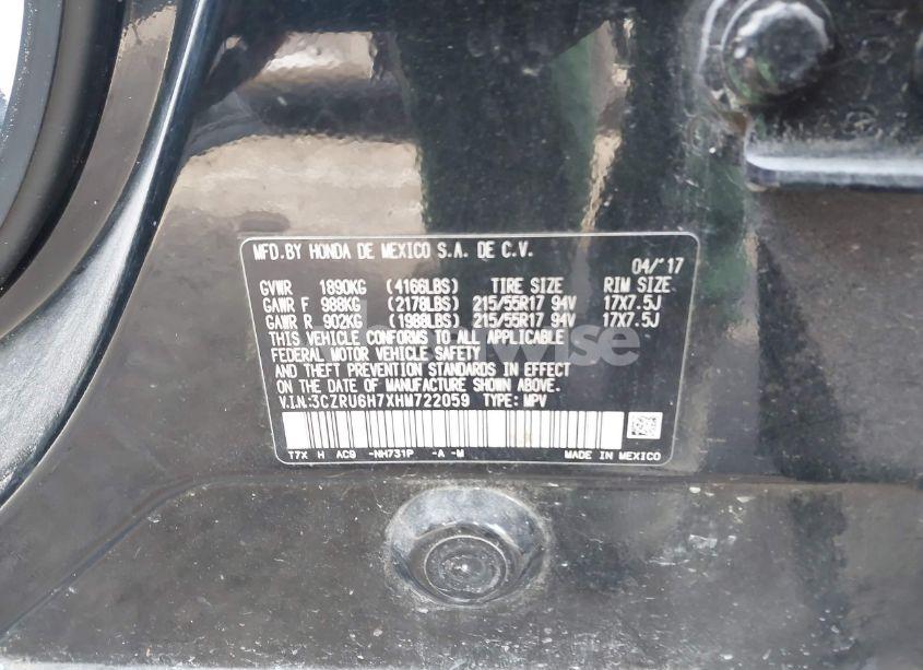 Photo 9 of 2017 Honda Hr-v EX-L (VIN 3CZRU6H7XHM722059)