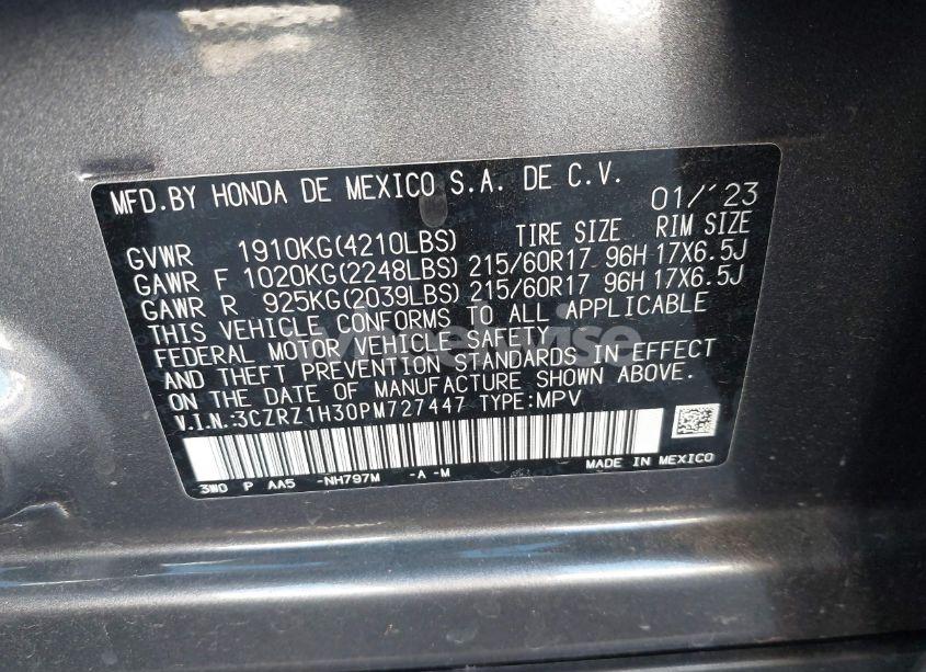Photo 9 of 2023 Honda Hr-v 2WD LX (VIN 3CZRZ1H30PM727447)