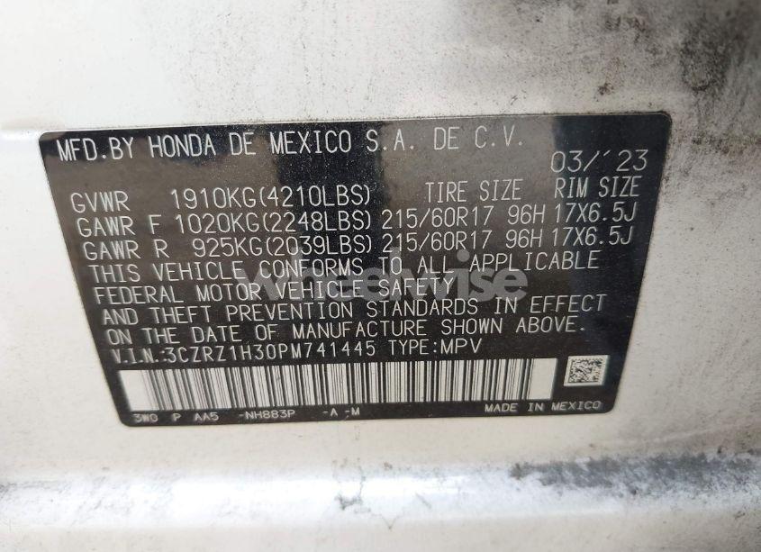 Photo 9 of 2023 Honda Hr-v 2WD LX (VIN 3CZRZ1H30PM741445)