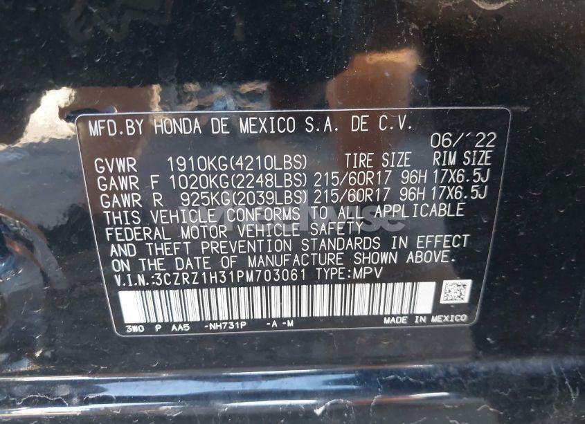 Photo 9 of 2023 Honda Hr-v 2WD LX (VIN 3CZRZ1H31PM703061)