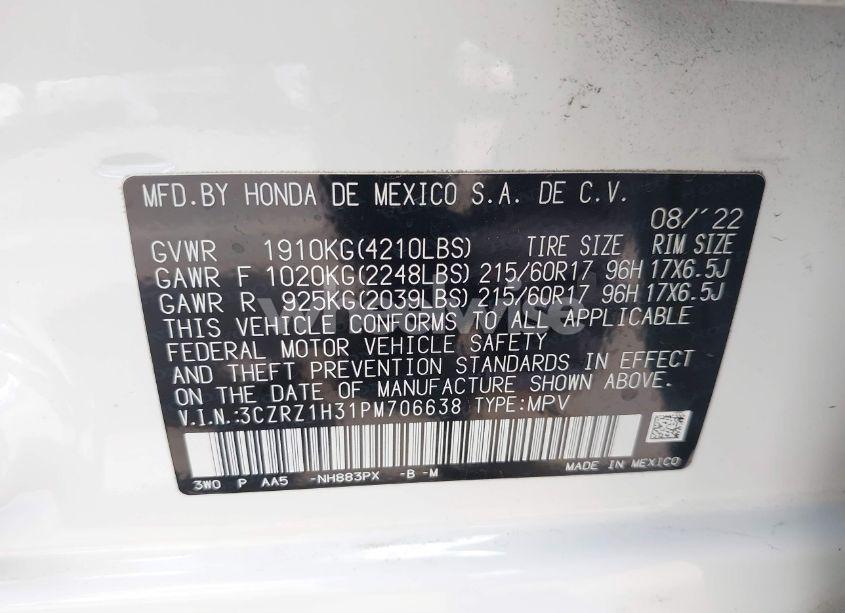Photo 9 of 2023 Honda Hr-v 2WD LX (VIN 3CZRZ1H31PM706638)