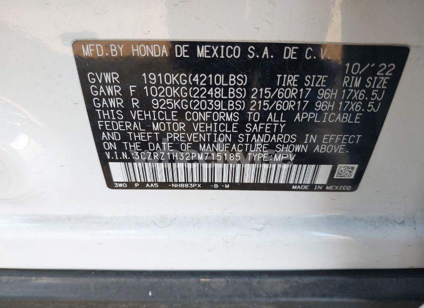 Photo 9 of 2023 Honda Hr-v 2WD LX (VIN 3CZRZ1H32PM715185)