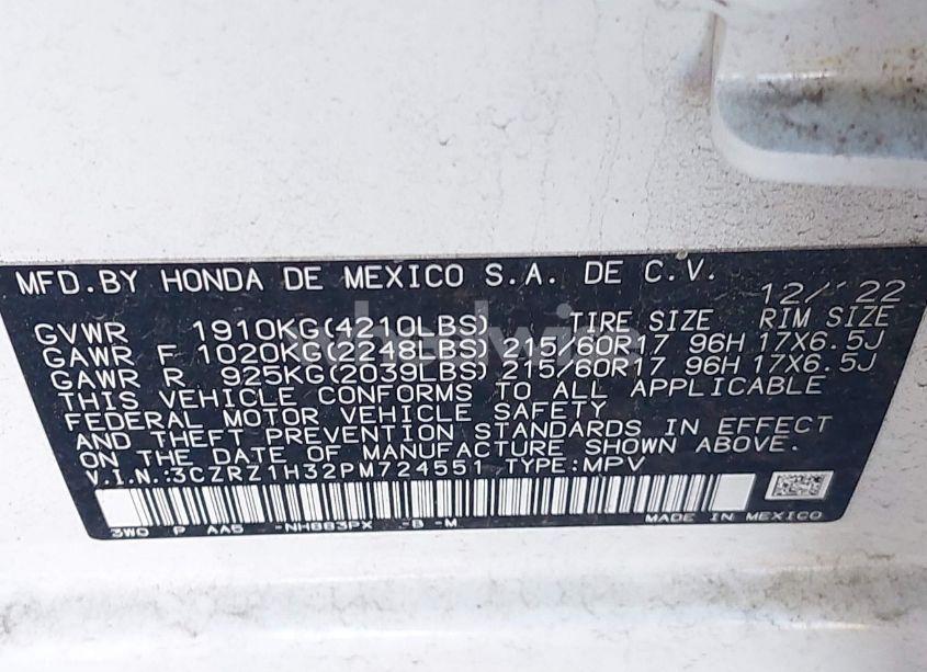 Photo 9 of 2023 Honda Hr-v 2WD LX (VIN 3CZRZ1H32PM724551)