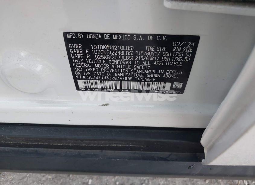 Photo 9 of 2024 Honda Hr-v 2WD LX (VIN 3CZRZ1H32RM747895)