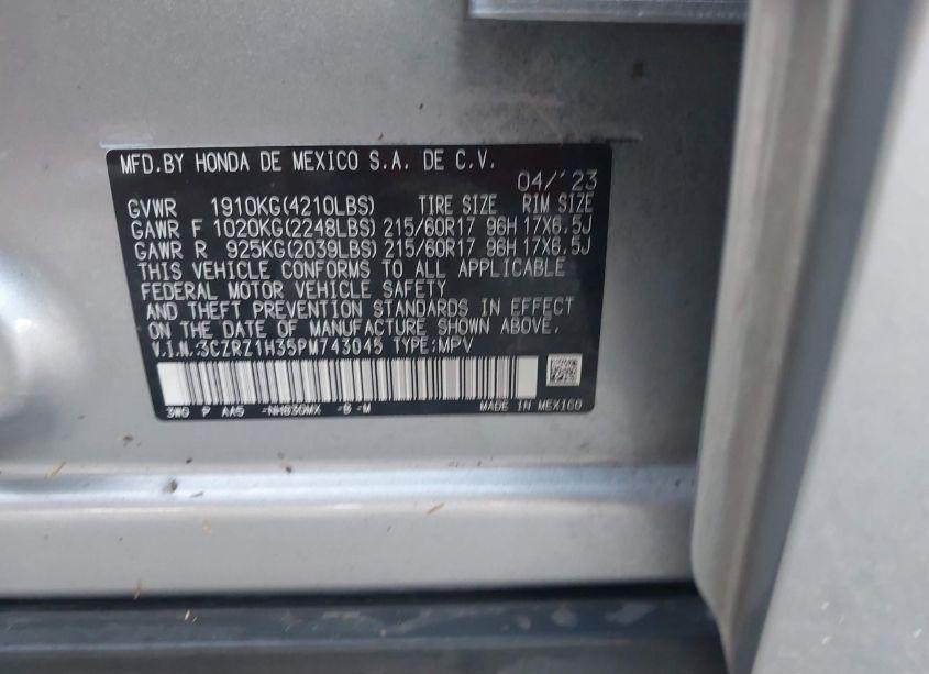 Photo 9 of 2023 Honda Hr-v 2WD LX (VIN 3CZRZ1H35PM743045)