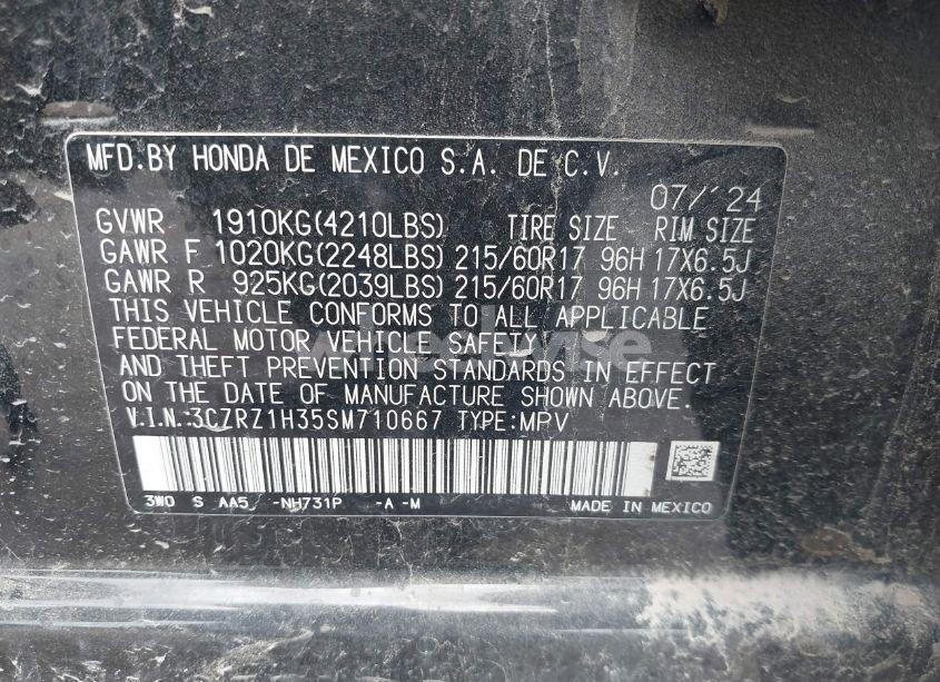 Photo 9 of 2025 Honda Hr-v 2WD LX (VIN 3CZRZ1H35SM710667)