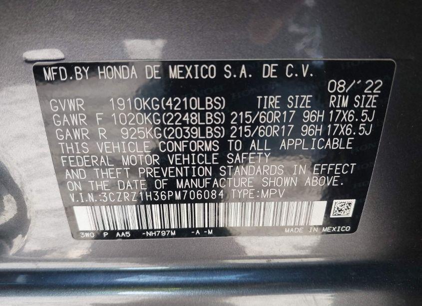 Photo 9 of 2023 Honda Hr-v 2WD LX (VIN 3CZRZ1H36PM706084)