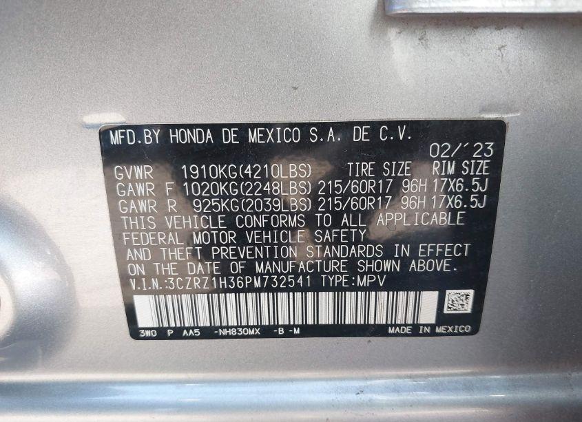 Photo 9 of 2023 Honda Hr-v 2WD LX (VIN 3CZRZ1H36PM732541)