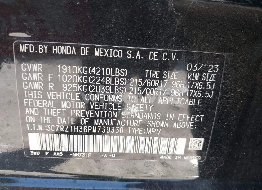 Photo 9 of 2023 Honda Hr-v 2WD LX (VIN 3CZRZ1H36PM739330)