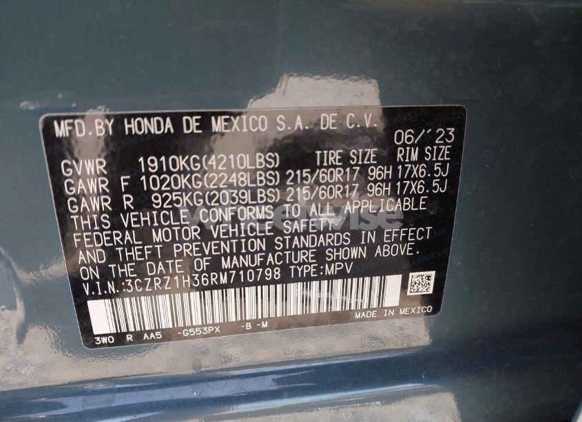 Photo 9 of 2024 Honda Hr-v 2WD LX (VIN 3CZRZ1H36RM710798)