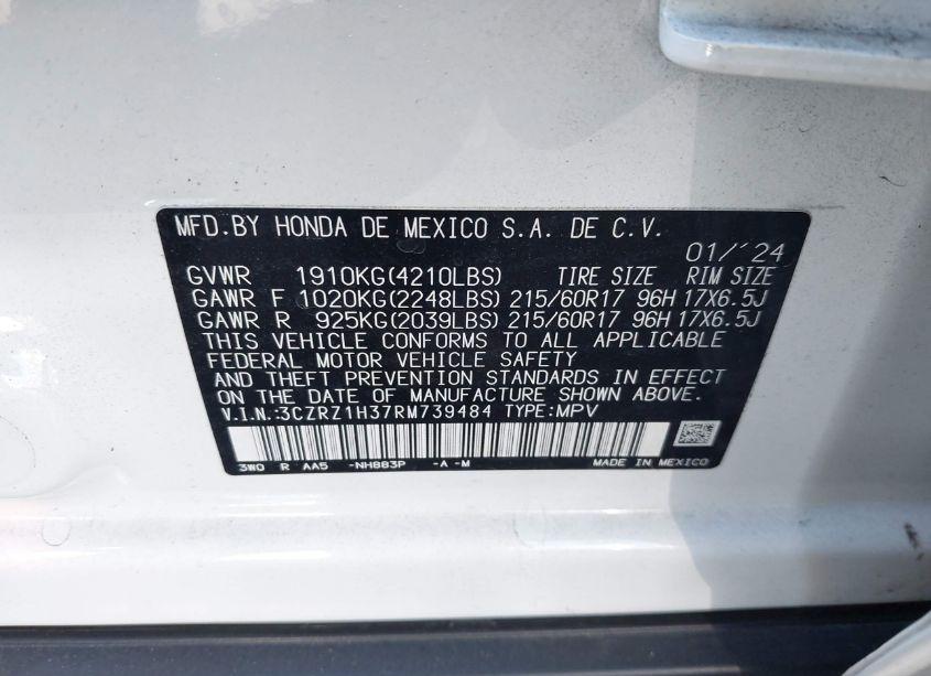 Photo 9 of 2024 Honda Hr-v 2WD LX (VIN 3CZRZ1H37RM739484)
