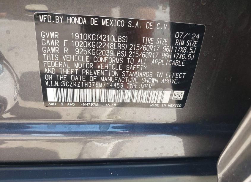 Photo 9 of 2025 Honda Hr-v 2WD LX (VIN 3CZRZ1H37SM714459)