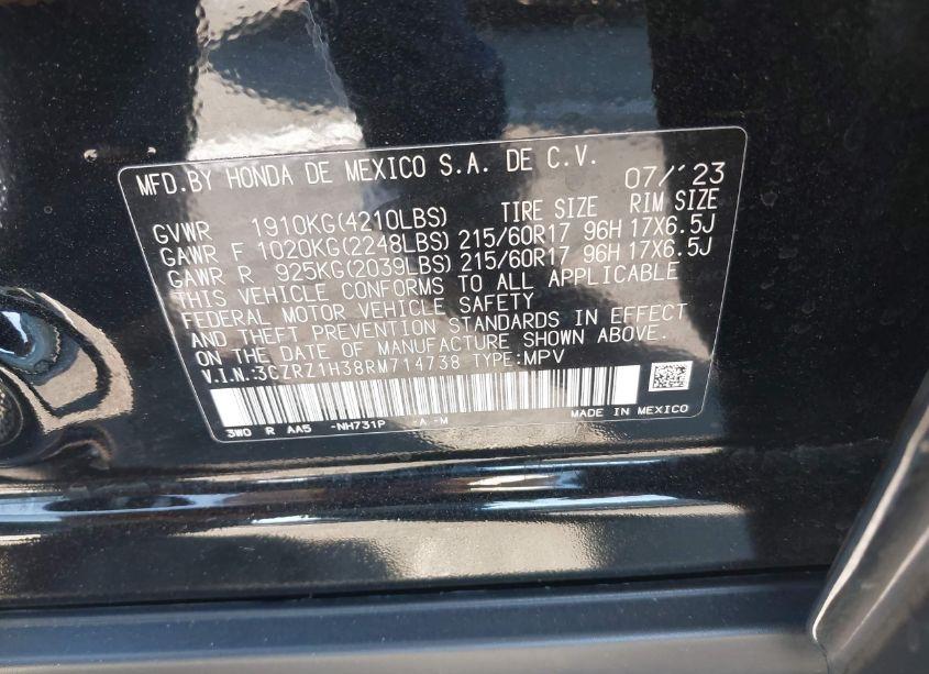 Photo 9 of 2024 Honda Hr-v 2WD LX (VIN 3CZRZ1H38RM714738)