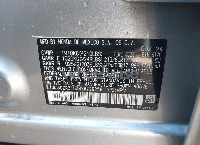 Photo 9 of 2025 Honda Hr-v 2WD LX (VIN 3CZRZ1H39SM726256)