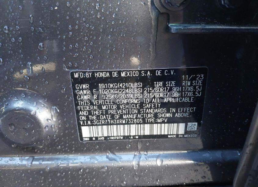 Photo 9 of 2024 Honda Hr-v 2WD LX (VIN 3CZRZ1H3XRM732805)