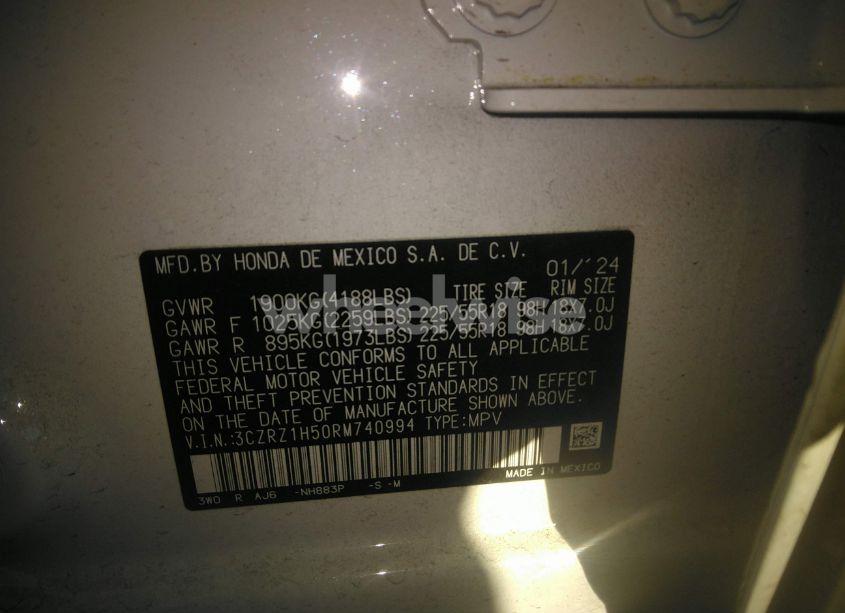 Photo 9 of 2024 Honda Hr-v 2WD SPORT/2WD SPORT W/O BSI (VIN 3CZRZ1H50RM740994)