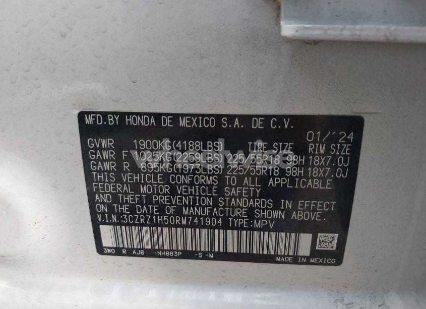 Photo 9 of 2024 Honda Hr-v (VIN 3CZRZ1H50RM741904)