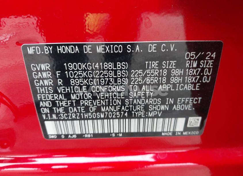 Photo 9 of 2025 Honda Hr-v 2WD SPORT (VIN 3CZRZ1H50SM702574)