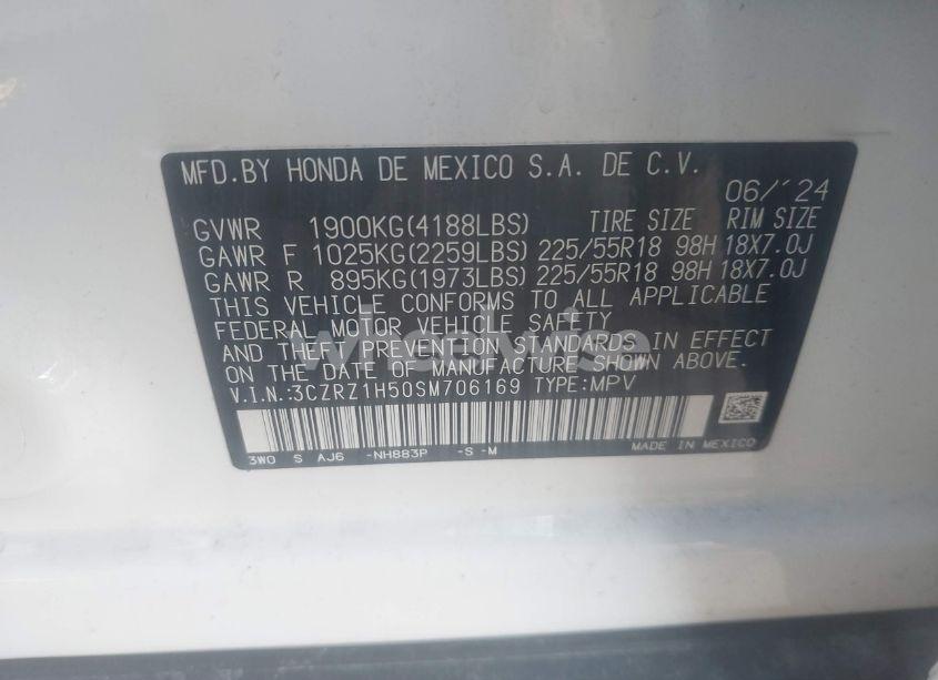 Photo 9 of 2025 Honda Hr-v 2WD SPORT (VIN 3CZRZ1H50SM706169)