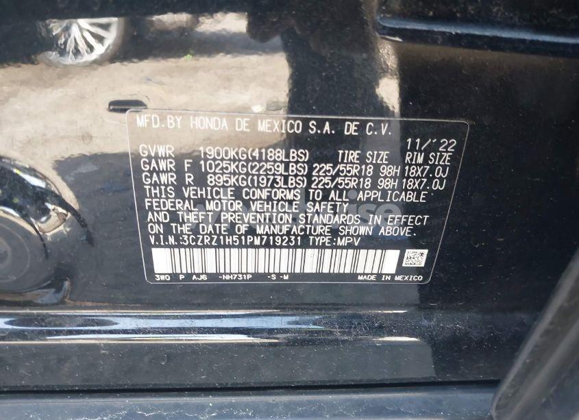 Photo 9 of 2023 Honda Hr-v 2WD SPORT (VIN 3CZRZ1H51PM719231)