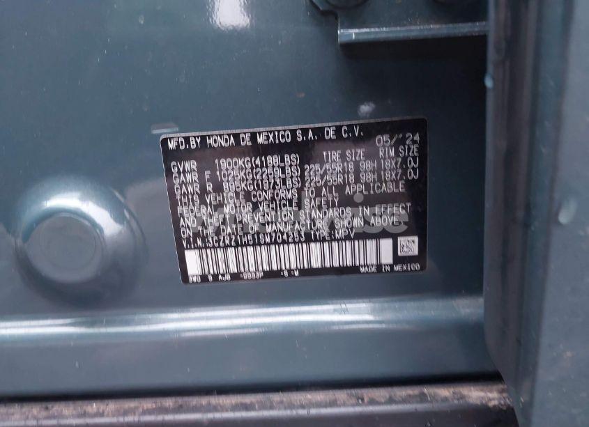 Photo 9 of 2025 Honda Hr-v 2WD SPORT (VIN 3CZRZ1H51SM704253)