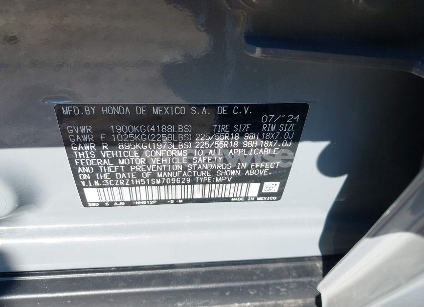 Photo 9 of 2025 Honda Hr-v SPORT (VIN 3CZRZ1H51SM709629)