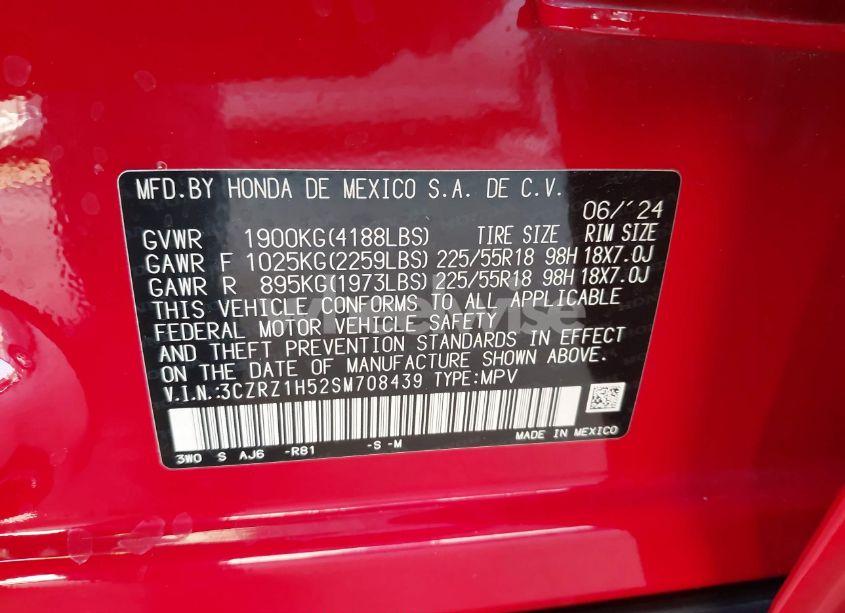 Photo 9 of 2025 Honda Hr-v 2WD SPORT (VIN 3CZRZ1H52SM708439)