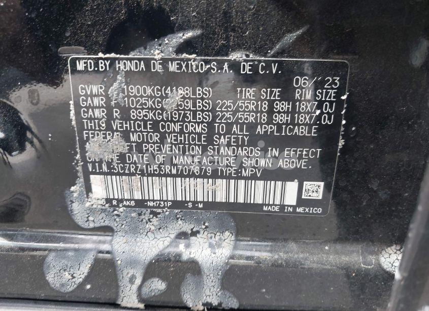 Photo 9 of 2024 Honda Hr-v (VIN 3CZRZ1H53RM707679)