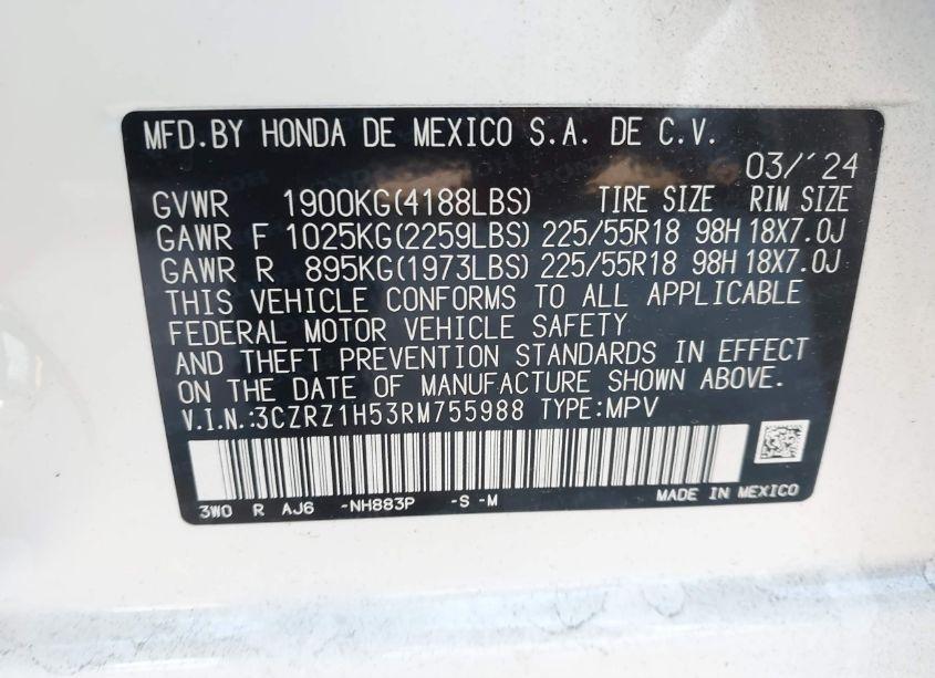 Photo 9 of 2024 Honda Hr-v (VIN 3CZRZ1H53RM755988)