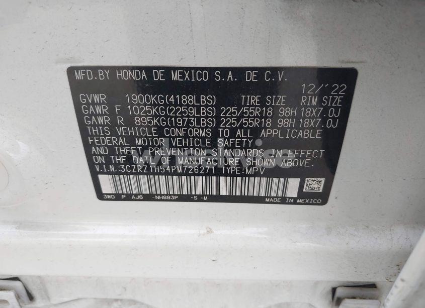 Photo 9 of 2023 Honda Hr-v 2WD SPORT (VIN 3CZRZ1H54PM726271)