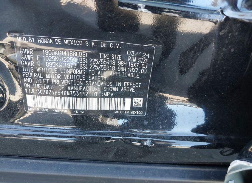 Photo 9 of 2024 Honda Hr-v 2WD SPORT/SPORT (VIN 3CZRZ1H54RM753442)