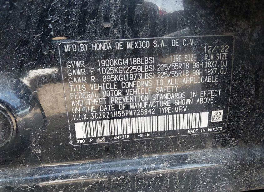 Photo 9 of 2023 Honda Hr-v 2WD SPORT (VIN 3CZRZ1H55PM725842)