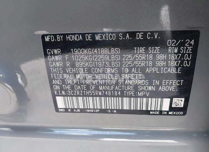 Photo 9 of 2024 Honda Hr-v (VIN 3CZRZ1H55RM748184)